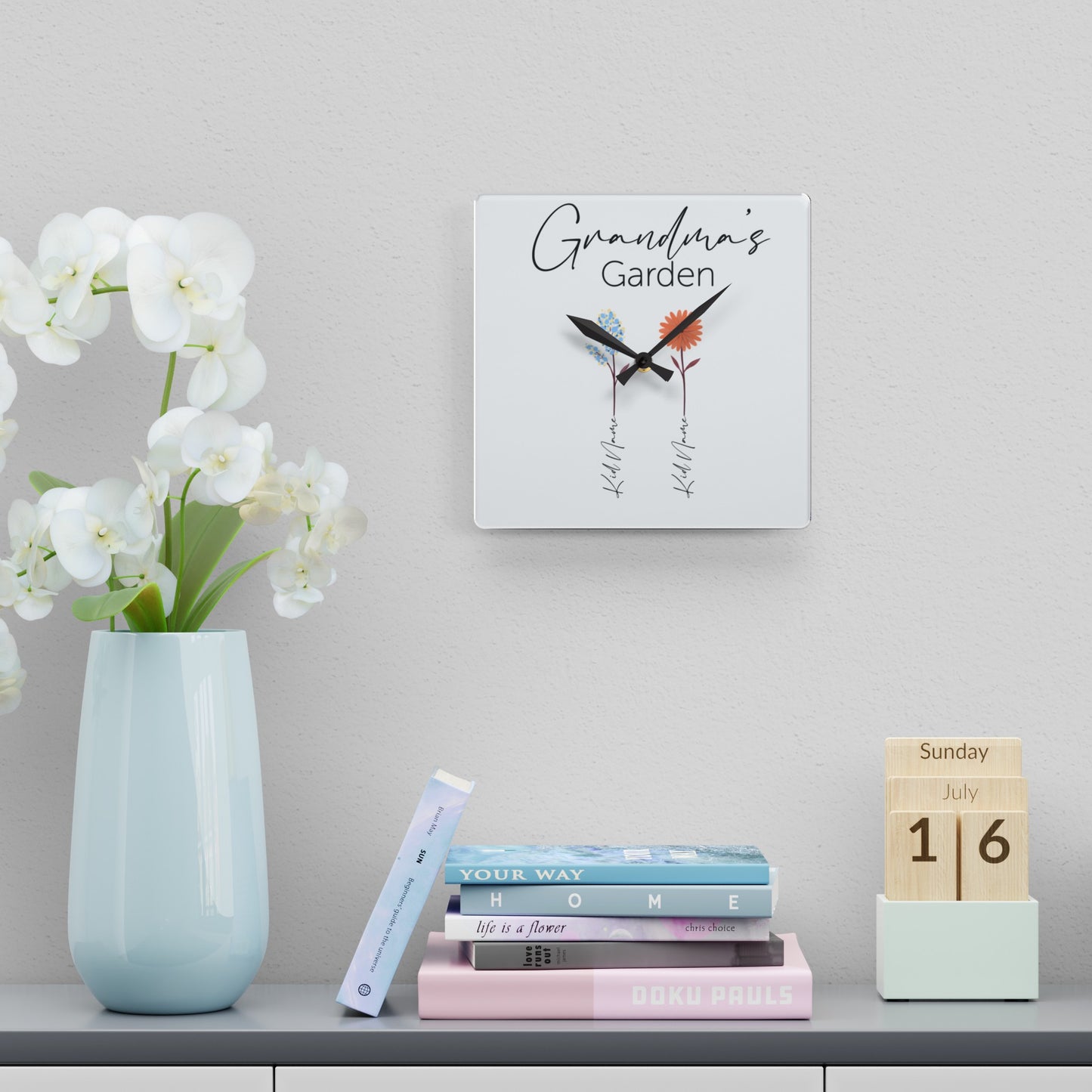 Acrylic Wall Clock - Personalize Gift For Grandma With Grandkids Names