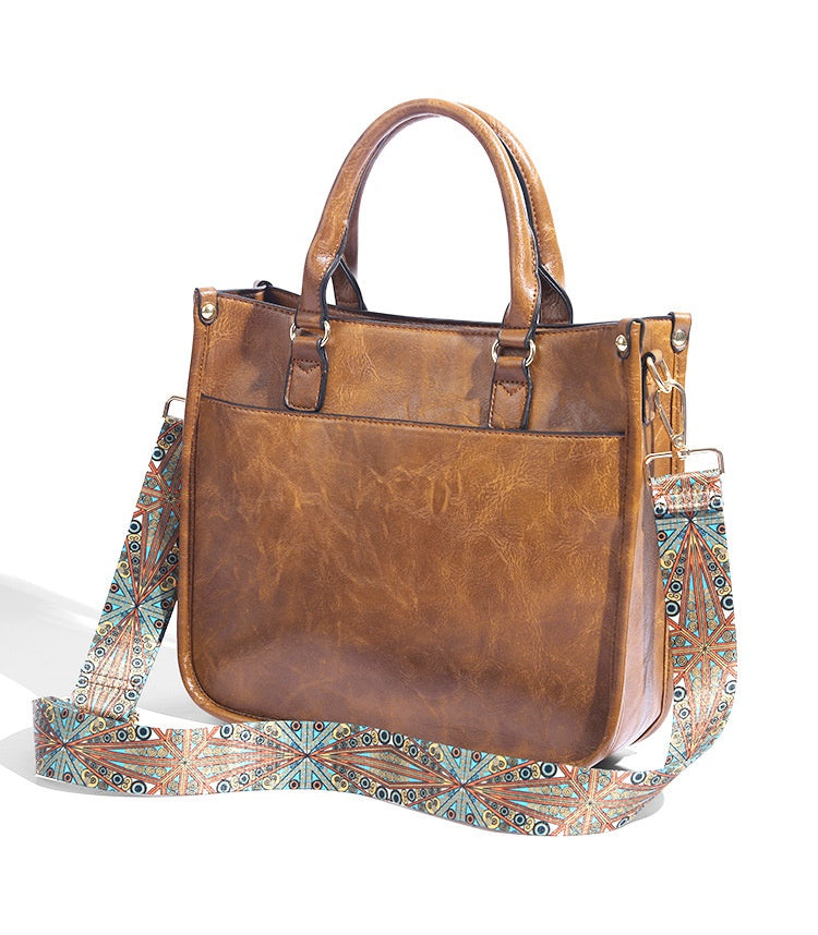 Soft Leather Large Capacity Crossbody Shoulder Tote Bag