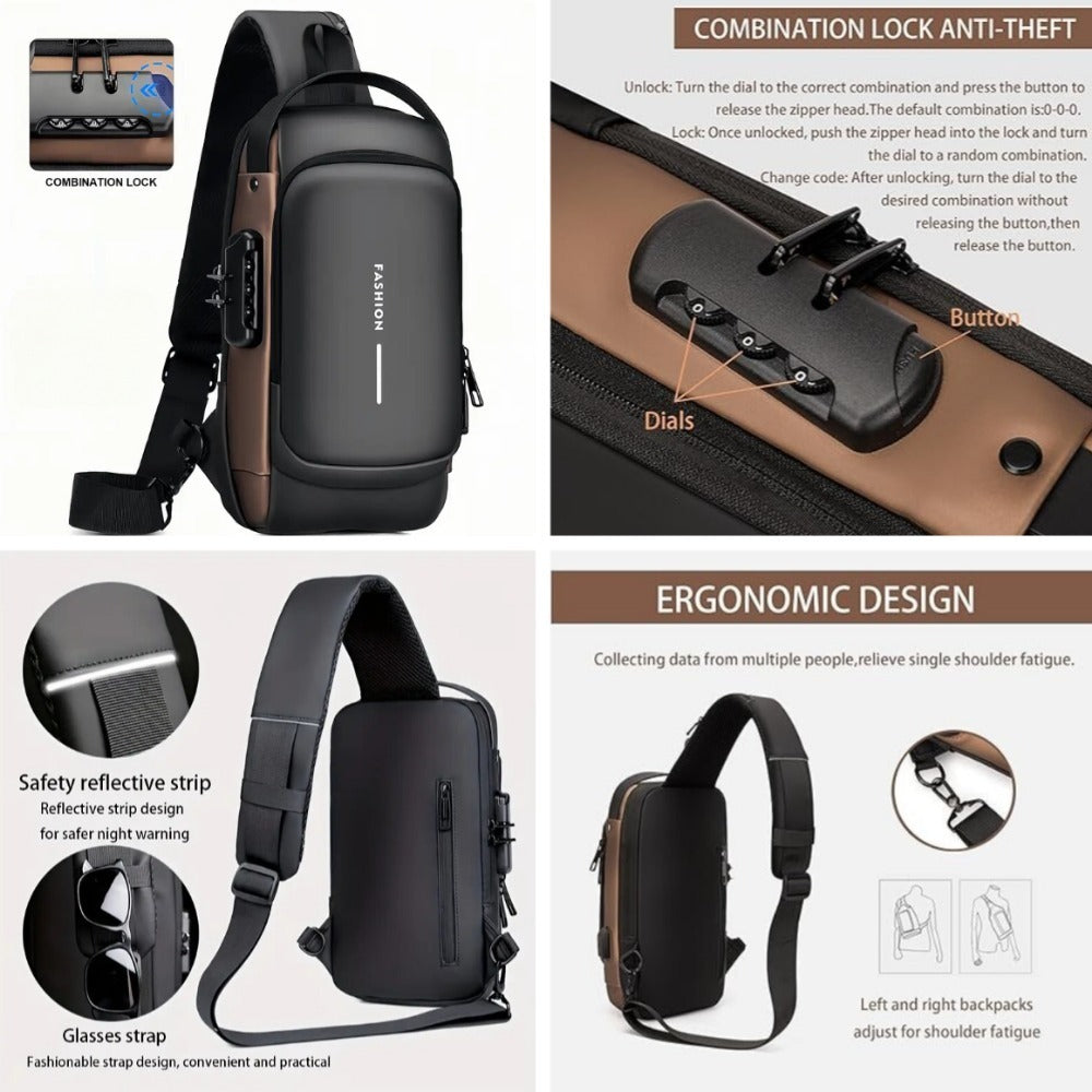 Men's Waterproof Motorcycle Chest Bag, Anti-Theft Shoulder Bag, Durable Oxford Fabric Outdoor Bag-FREE USA SHIPPING