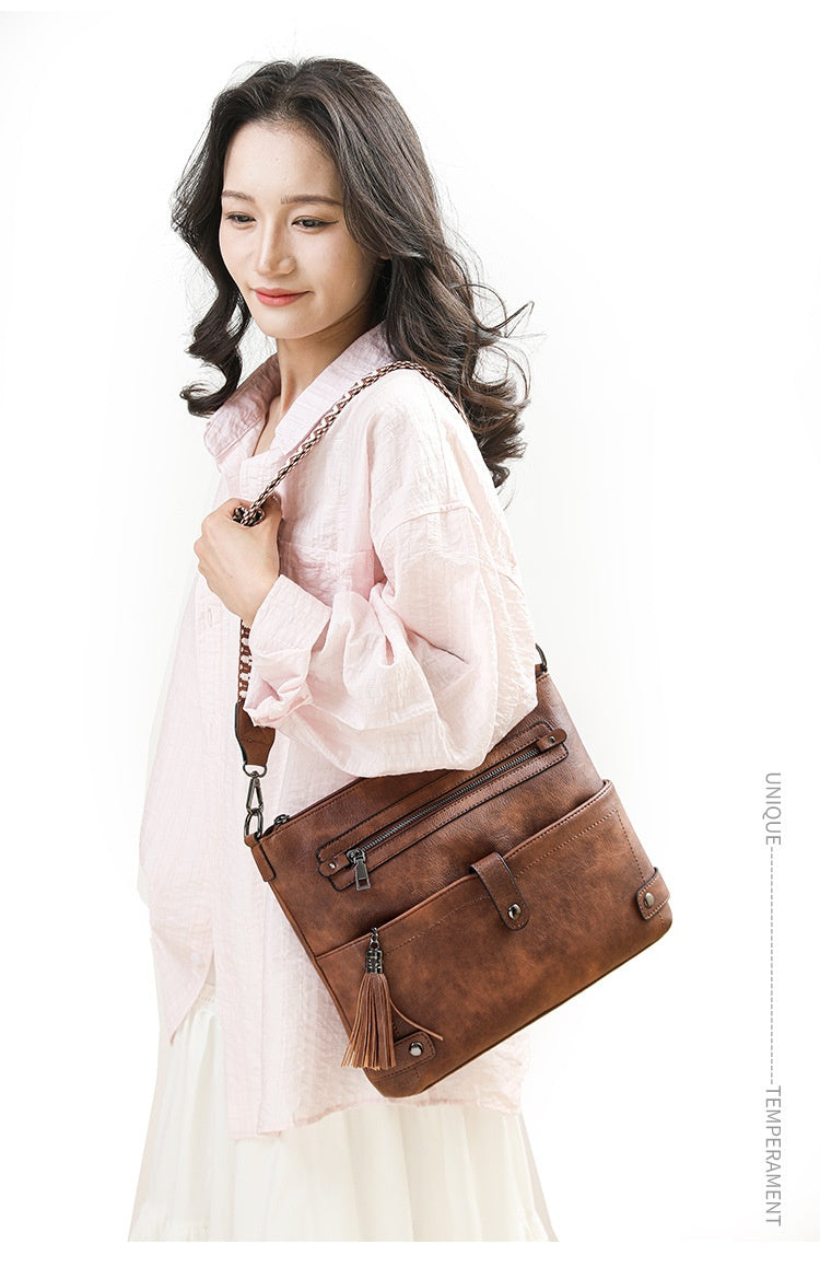 Retro Washed Leather Shoulder Messenger Bag