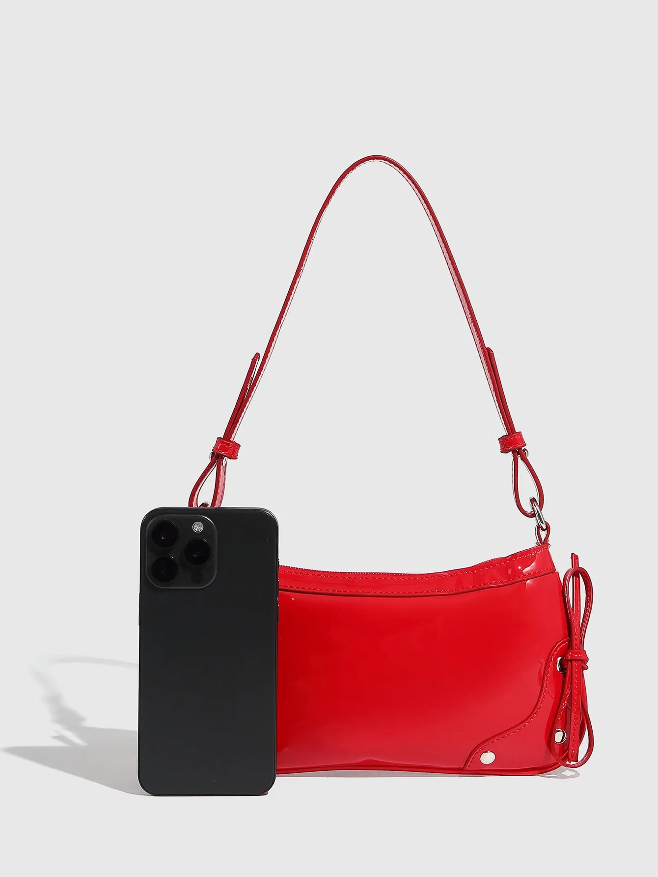 Solid Color Underarm Bag Shoulder Bag Double Bow Small Square Bag