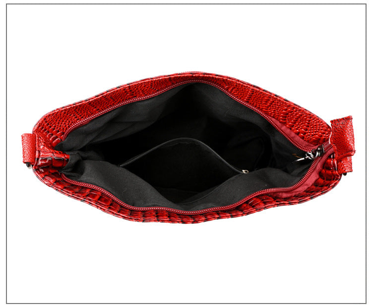 Crocodile Pattern Shoulder Bag Casual Multi-layer Vintage Crossbody Women's Bag