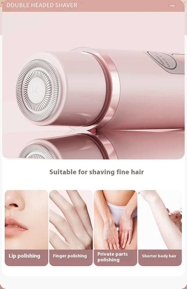 Dual-Head Electric Shaver Painless Women's Epilator Bikini Hair Removal Device Automatic Hair Trimmer Underarm Facial Lips Leg