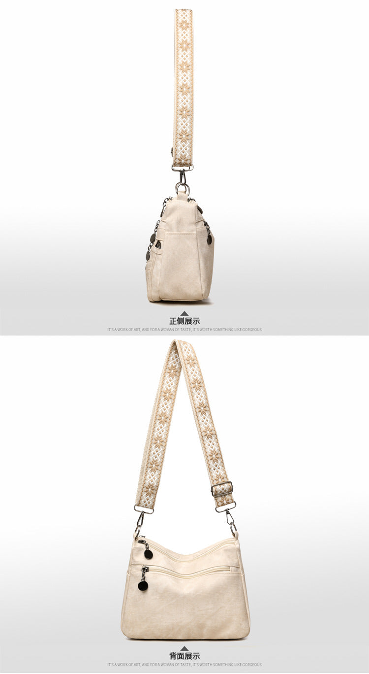 One-shoulder Soft Leather Tote All-match Women's Bag For The Middle-aged
