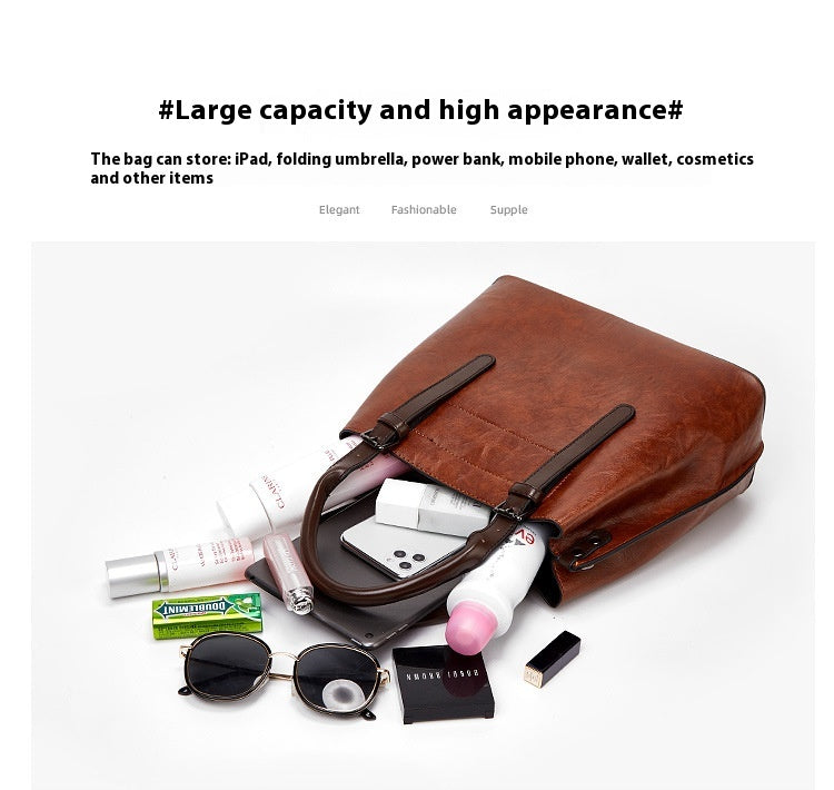 Retro Handbag Contrast Shoulder Women Bag Big Bag
