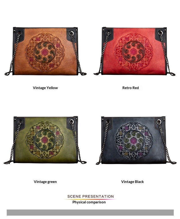 Large-Capacity ShoulderCrossbody Top-Grain Leather Tote Bag