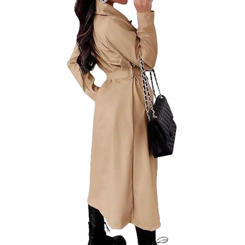 Women's Coat Plus Size Trench Coat Tie-front Top