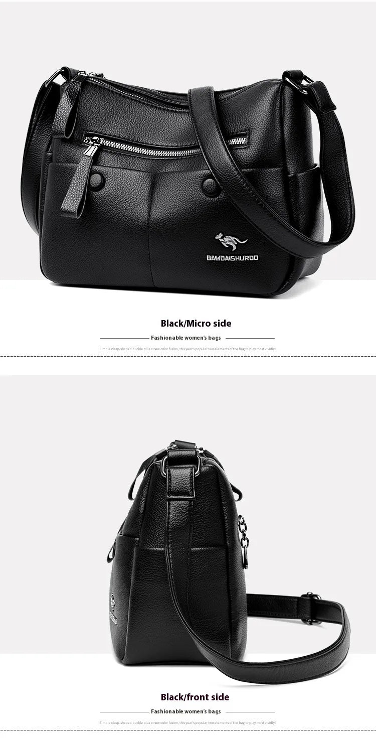 Middle-aged Mom Shoulder Simple All-matching Soft Leather Bag