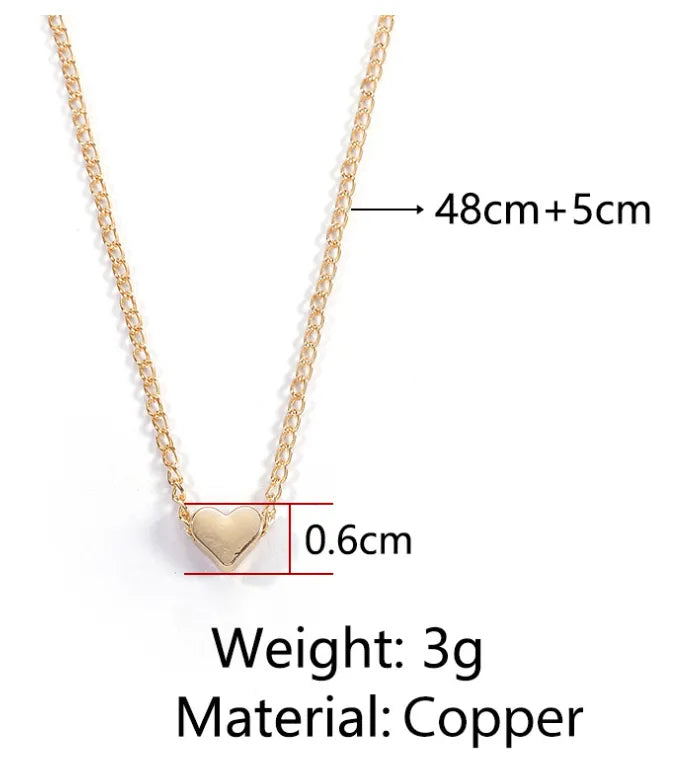 Simple Fashion Gold Color Double-sided Love Pendant Necklaces Clavicle Chains Necklace Women Jewelry Valentines Day Gift