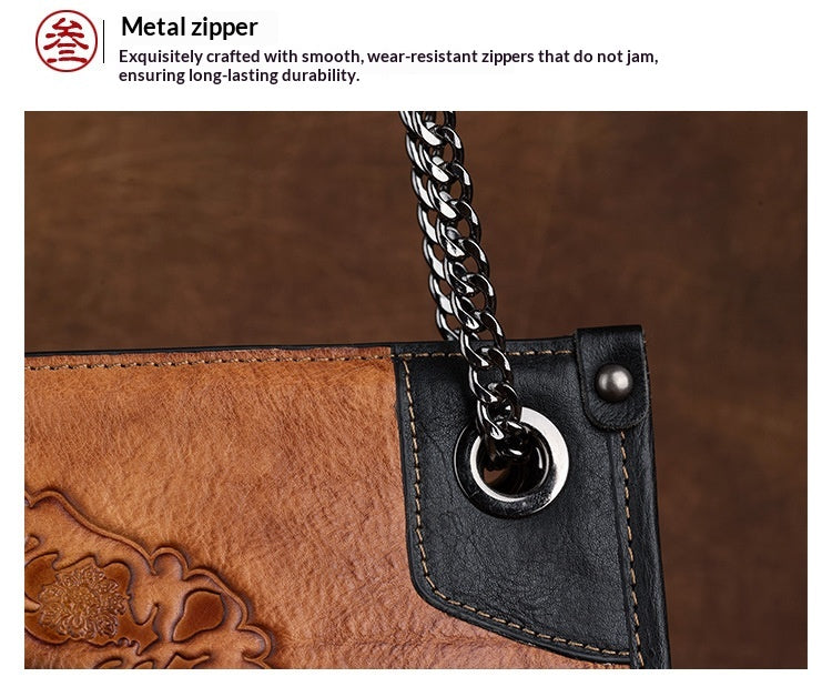 Large-Capacity ShoulderCrossbody Top-Grain Leather Tote Bag