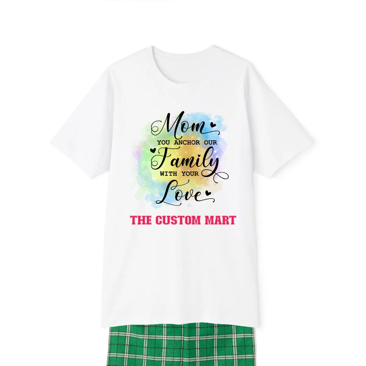 Women's Short Sleeve Pajama Set - Personalize With Colorful MOM Messages