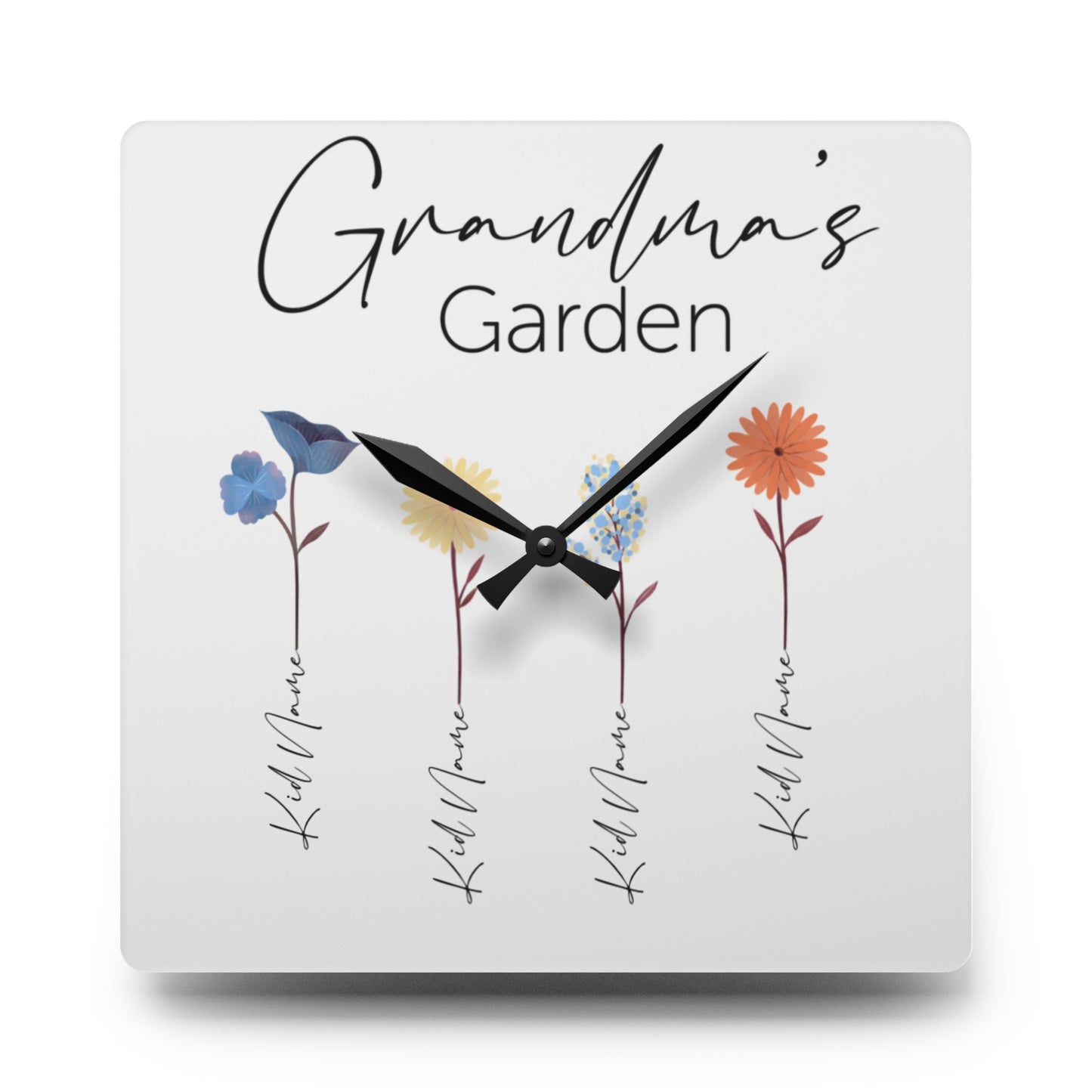 Acrylic Wall Clock - Personalize Gift For Grandma With Grandkids Names