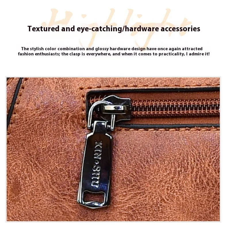 Handmade Carved One-shoulder Women's Leather Bag