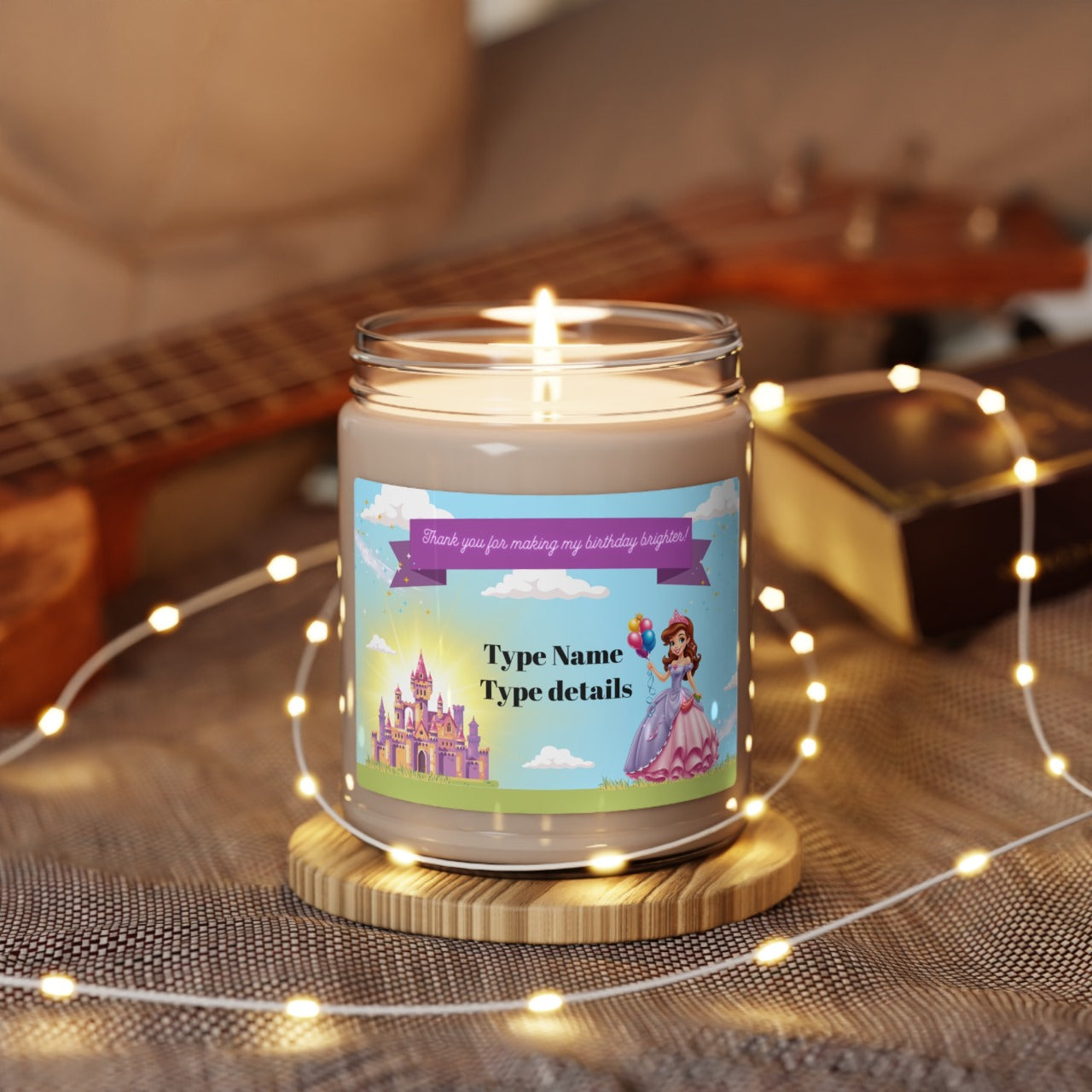 Scented Soy Candle, 9oz - Personalized Princess Thank you Gifts For Birthdays