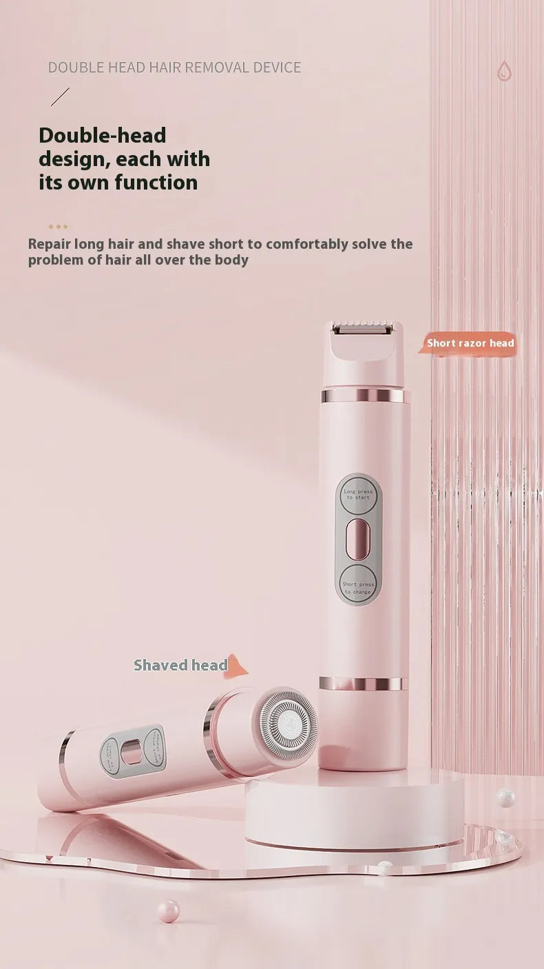 Dual-Head Electric Shaver Painless Women's Epilator Bikini Hair Removal Device Automatic Hair Trimmer Underarm Facial Lips Leg