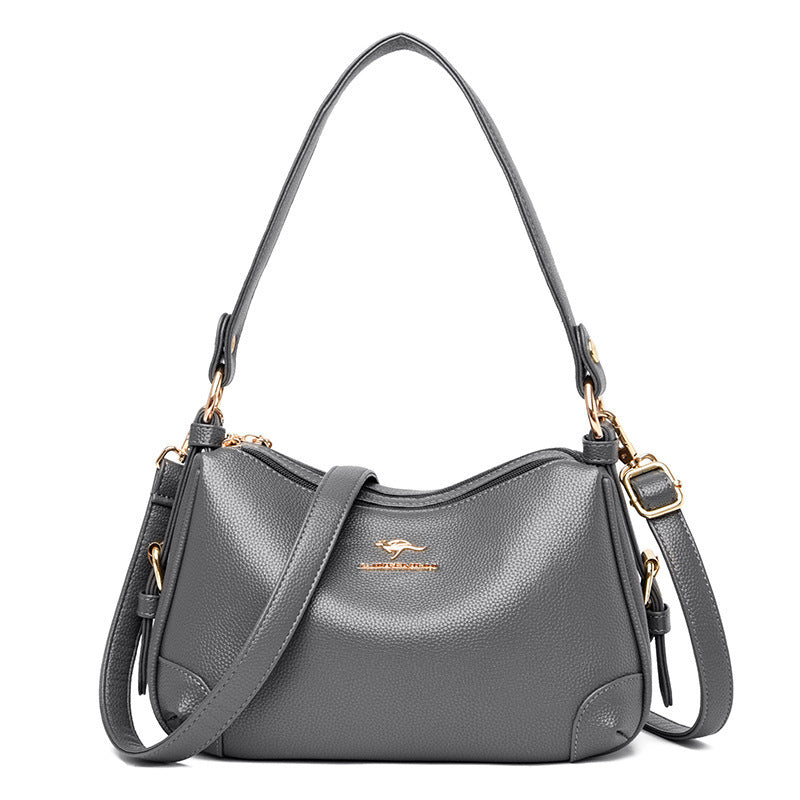 Women's Bags, Solid Color Bags, Ladies Fashion Soft Leather Large-capacity One-shoulder Messenger Bag