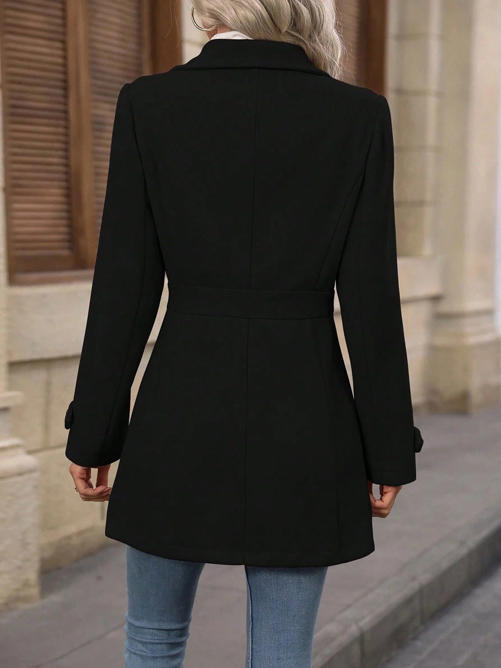 Mid-length Elegant Lapel Button Temperament Slim-fit Woolen Coat
