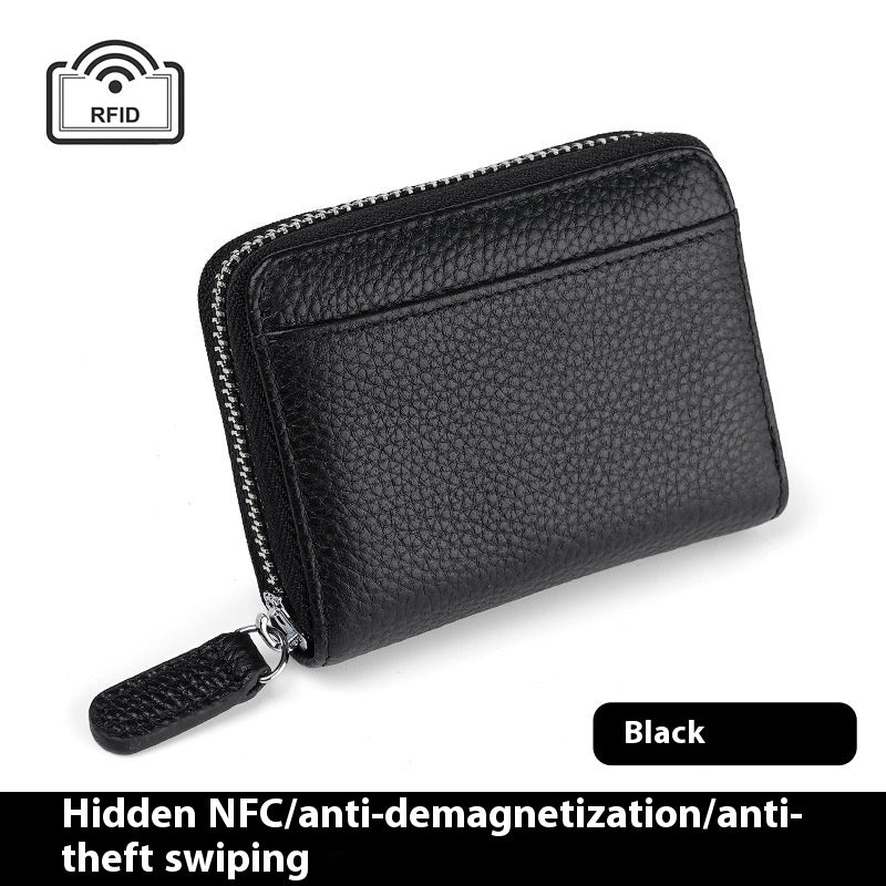 2024 RFID Genuine Leather Card Wallet Men Women Purse With Coin Pocket Zipper Credit Card Holder Small Wallets Bags