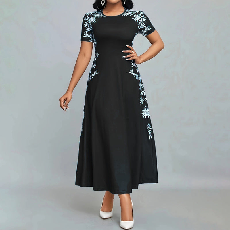 Women's Elegant Short Sleeve Maxi Dresses Casual Empire Waist Long Dress-FREE USA SHIPPING