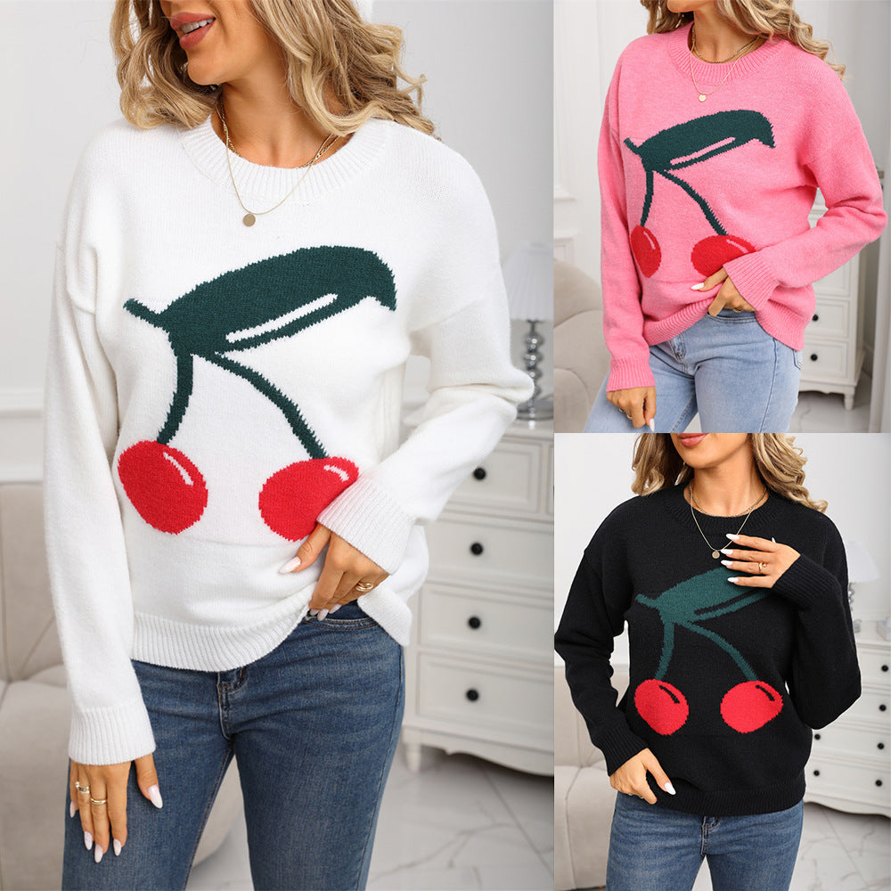 Cute Cherry Shirt Casual All-matching Fashion Sweater