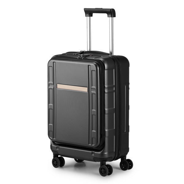 FCH Front Opening 20 Inch Expandable ABS-PC Trolley Case 20in Silent Wheels Inner Iron Outer Aluminum Trolley Rod Classic Color - Black- FREE USA SHIPPING