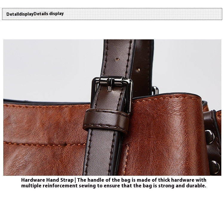 Retro Handbag Contrast Shoulder Women Bag Big Bag