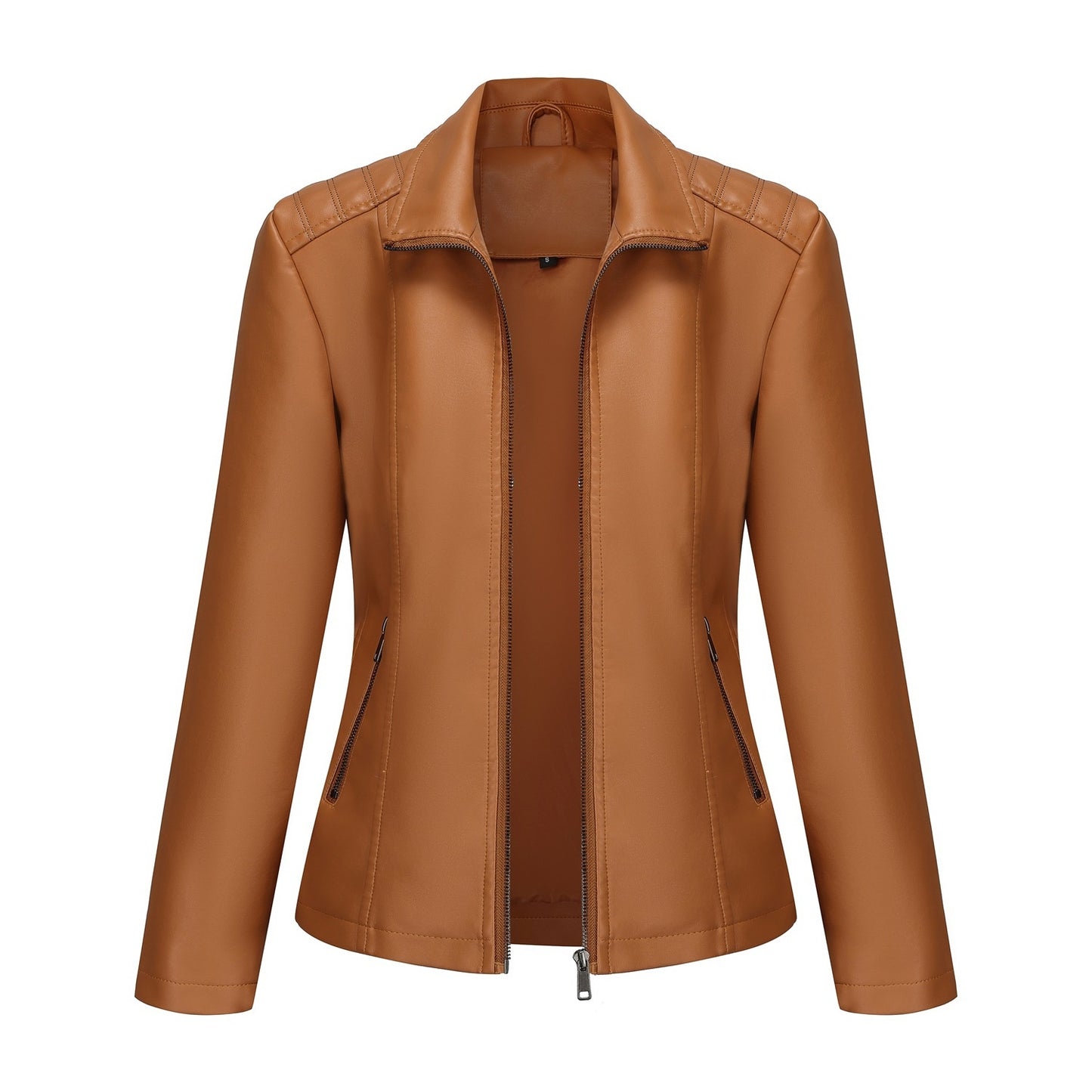 Women's Leather Jacket Knitted Stitching Stretch Coat