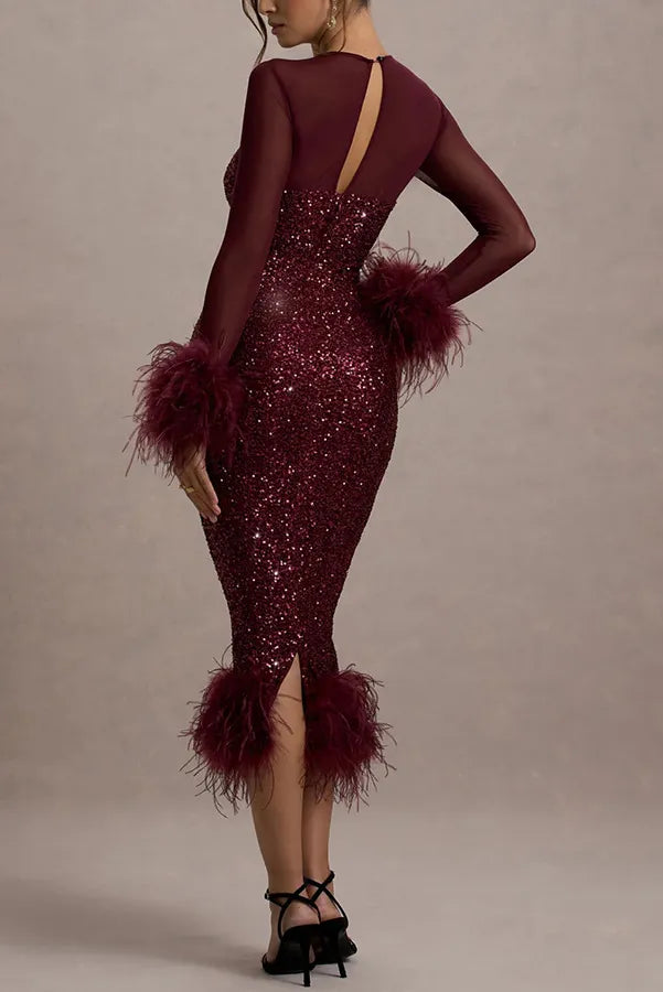 Women's Party Dress Long Sleeve Sequin