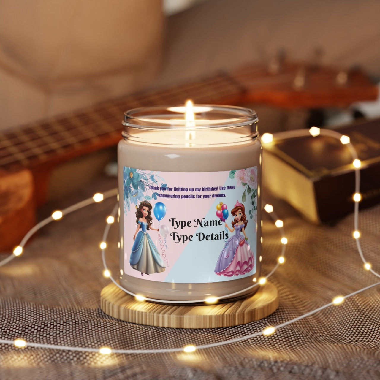 Scented Soy Candle, 9oz - Personalized Princess Thank you Gifts For Birthdays