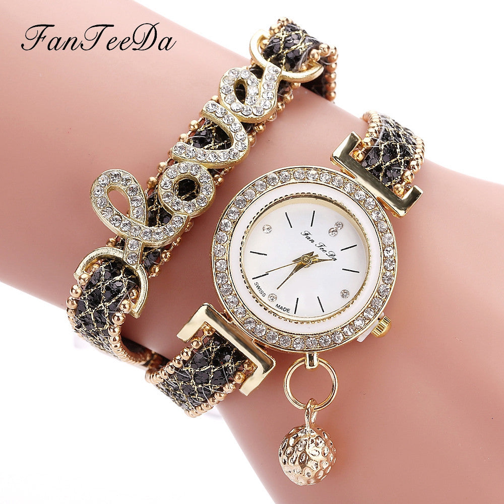 Brand Women Bracelet Watches Ladies Watch Rhinestones Clock Womens Fashion Dress Wristwatch