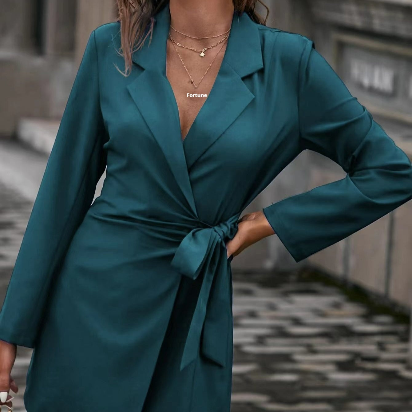 Lace-up Waist-controlled Top Loose Candy Color Mid-length Suit Coat