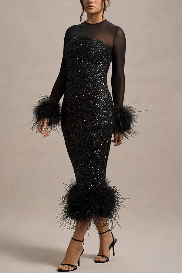 Women's Party Dress Long Sleeve Sequin