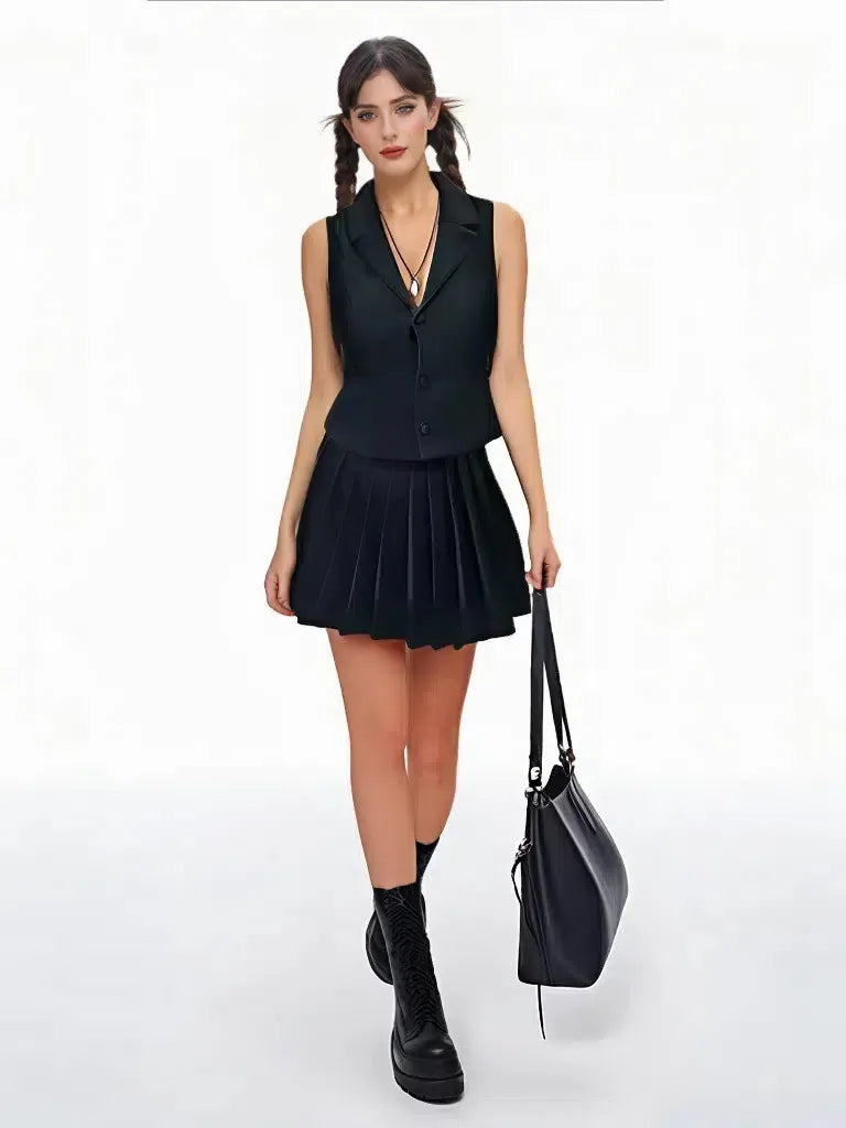 Women's Sleeveless Large Lapel Fashion Casual Set Two-piece Suit