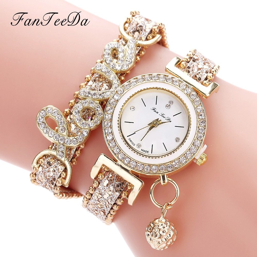 Brand Women Bracelet Watches Ladies Watch Rhinestones Clock Womens Fashion Dress Wristwatch