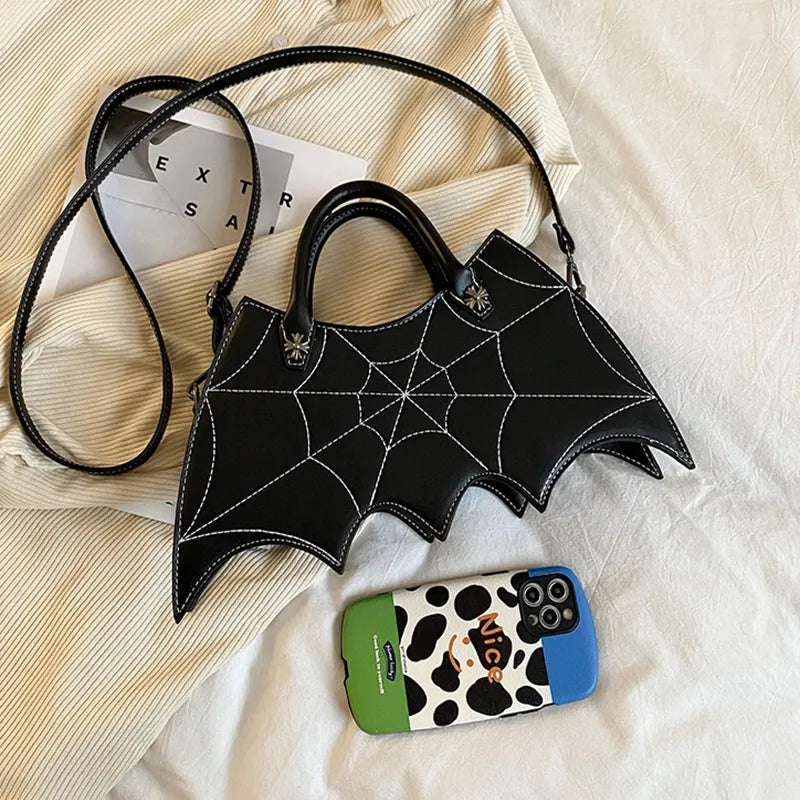 Halloween Spider Web Shape Shoulder Bags Personality Batgirl Tide Pu Handbags Fashion Messenger Crossbody Bag