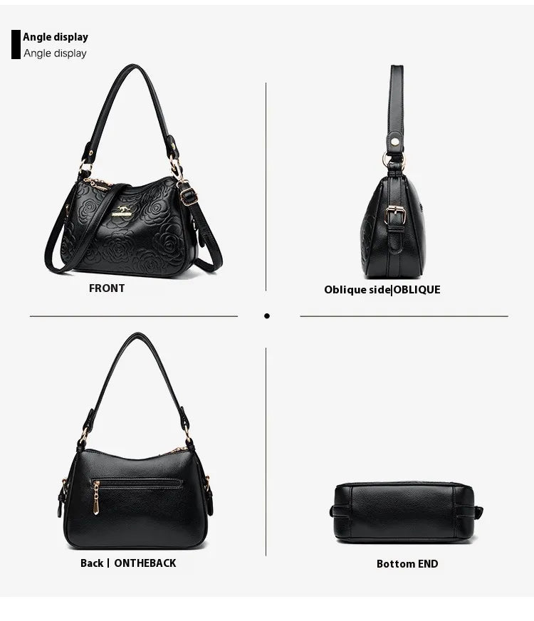 Soft Leather Textured Ethnic Style Simple Versatile Large Capacity Shoulder Messenger Bag