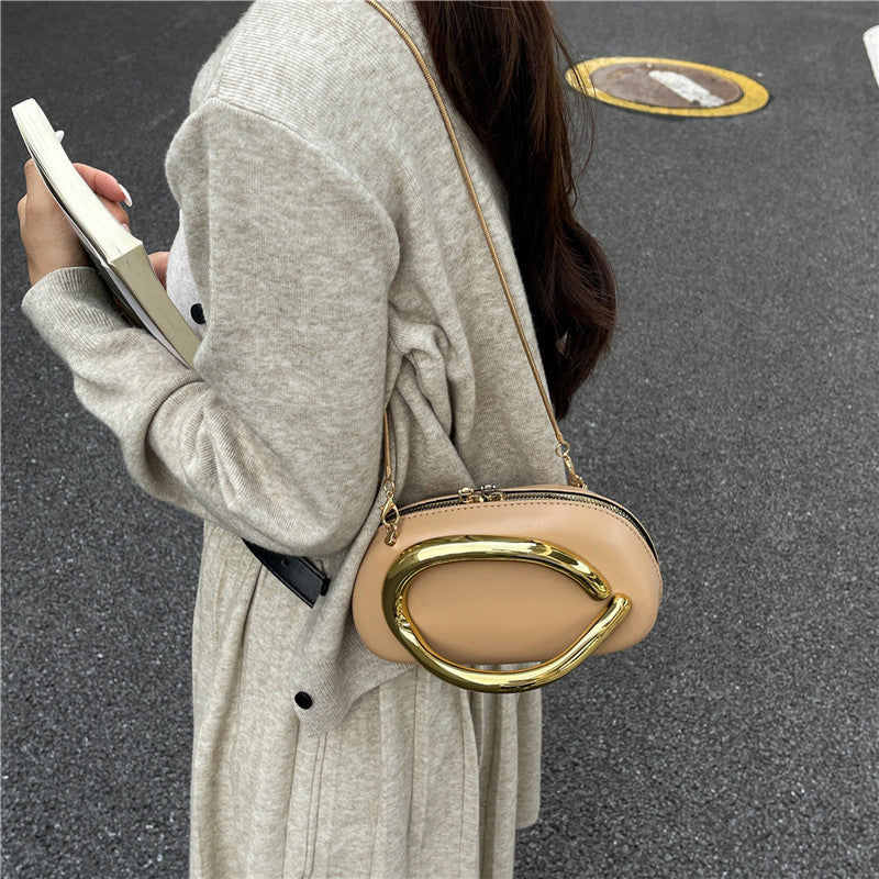 Small Bag Vintage Hardware Metal Handle Chain Crossbody Bag