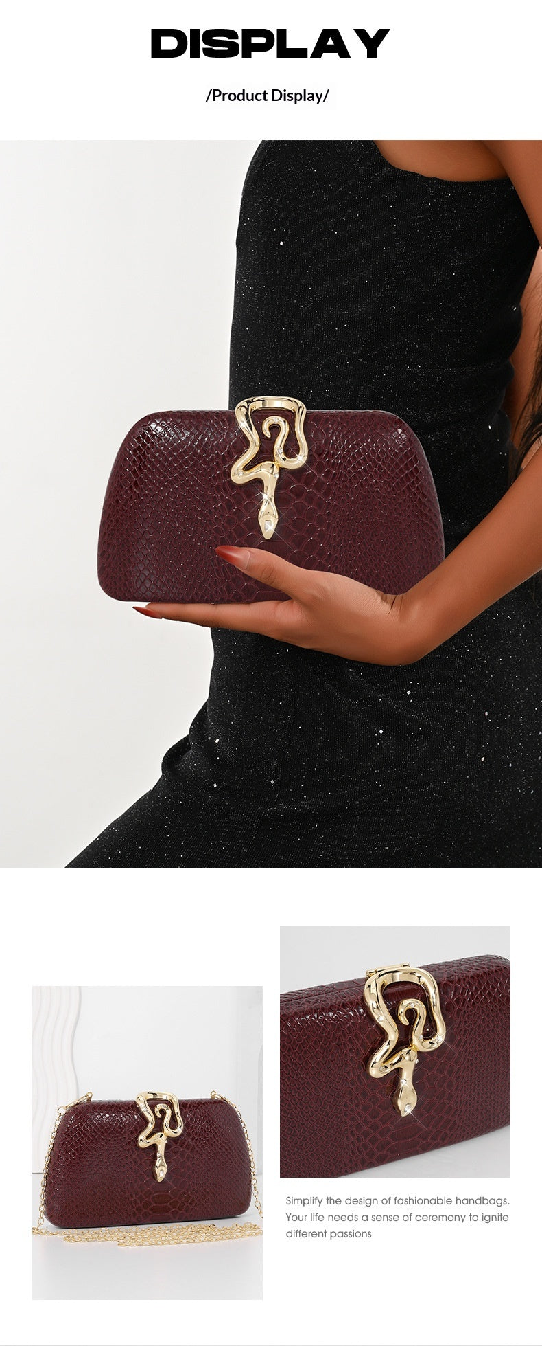 Womens Stylish Snake-Print Evening Tote With A Sophisticated European-American Flair