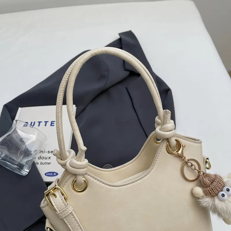 Sweet Style Zipper PU Square Women's Shoulder Crossbody Bag Solid Color Popular Commuting Fashion Small Square Bags