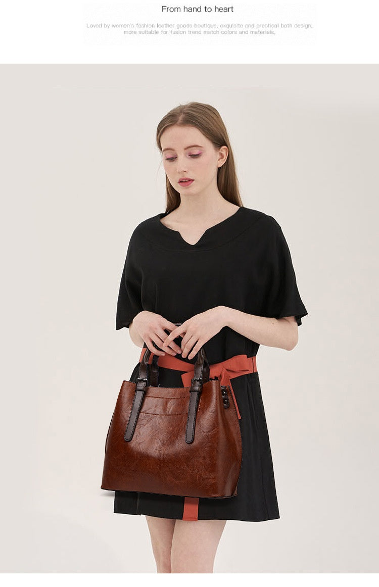 Retro Handbag Contrast Shoulder Women Bag Big Bag