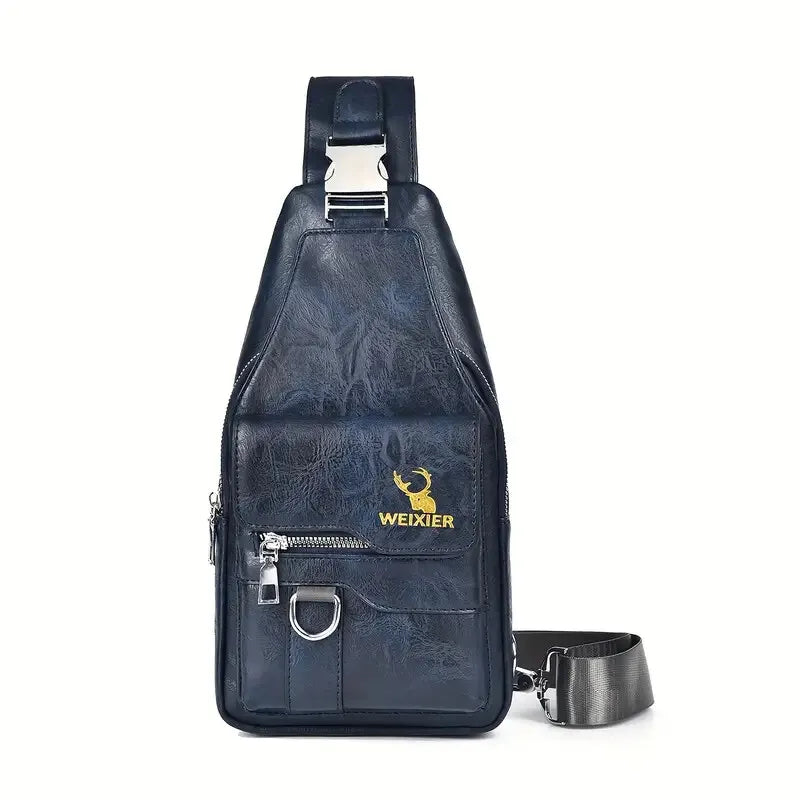 Premium PU Leather Vintage Chest Bag – Spacious Waterproof Crossbody with Multi-Compartment Design for Men-FREE USA SHIPPING