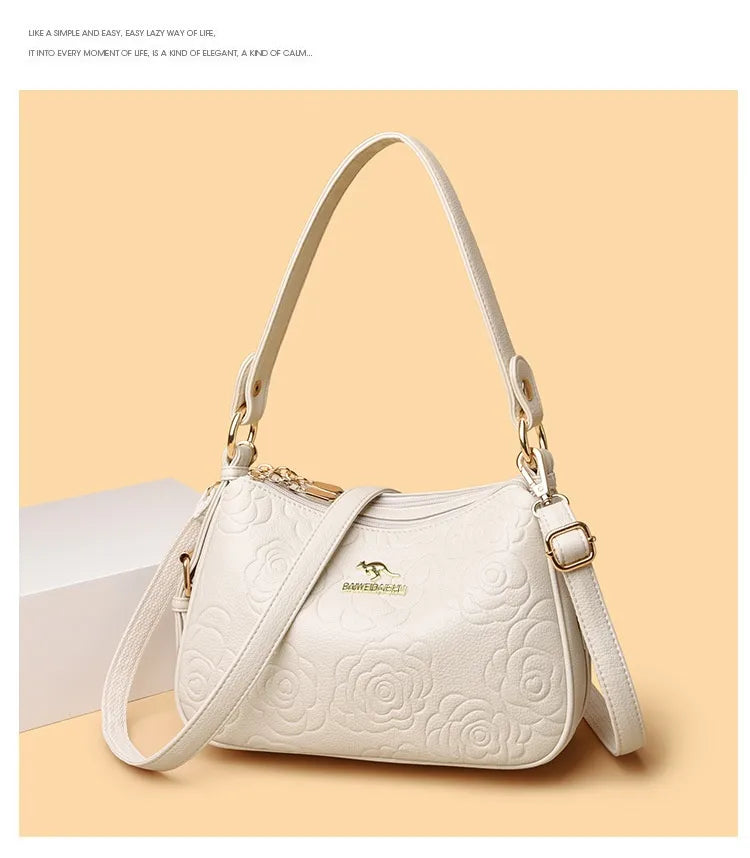 Soft Leather Textured Ethnic Style Simple Versatile Large Capacity Shoulder Messenger Bag