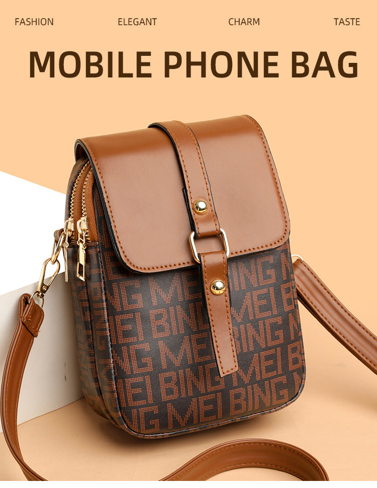 Soft Leather Retro Printed Mini Crossbody Bag