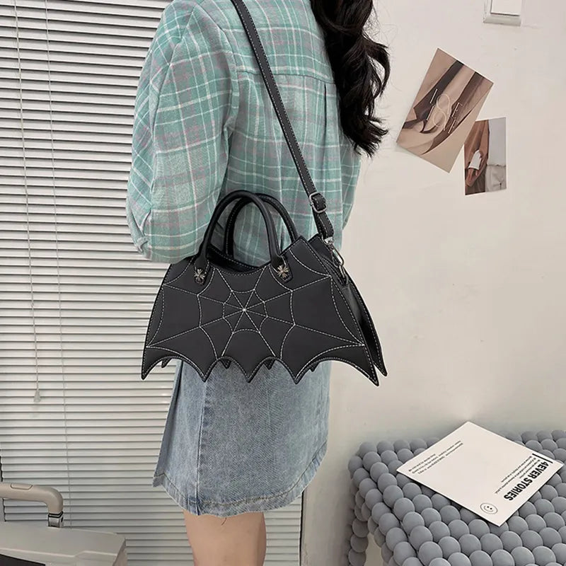 Halloween Spider Web Shape Shoulder Bags Personality Batgirl Tide Pu Handbags Fashion Messenger Crossbody Bag