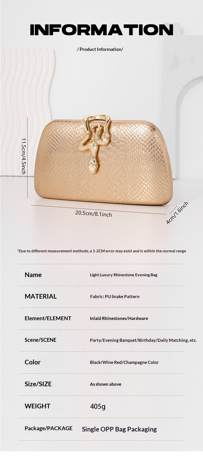 Womens Stylish Snake-Print Evening Tote With A Sophisticated European-American Flair