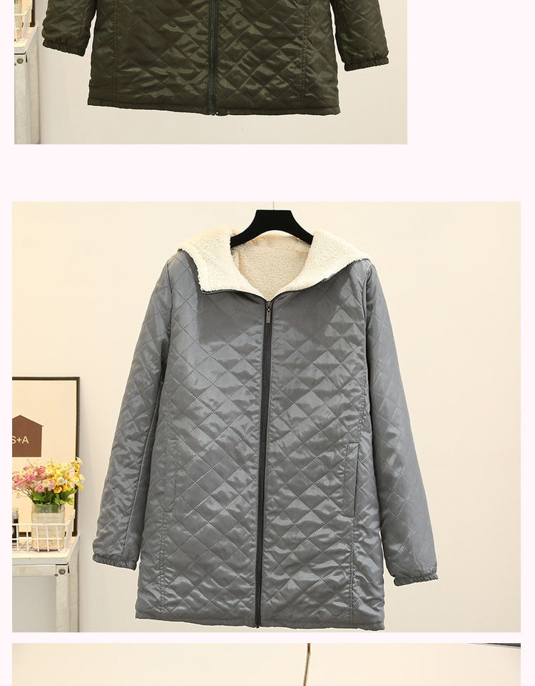 Winter Korean Style Thin Hood Long Sleeve Cotton Clothes Coat For Women