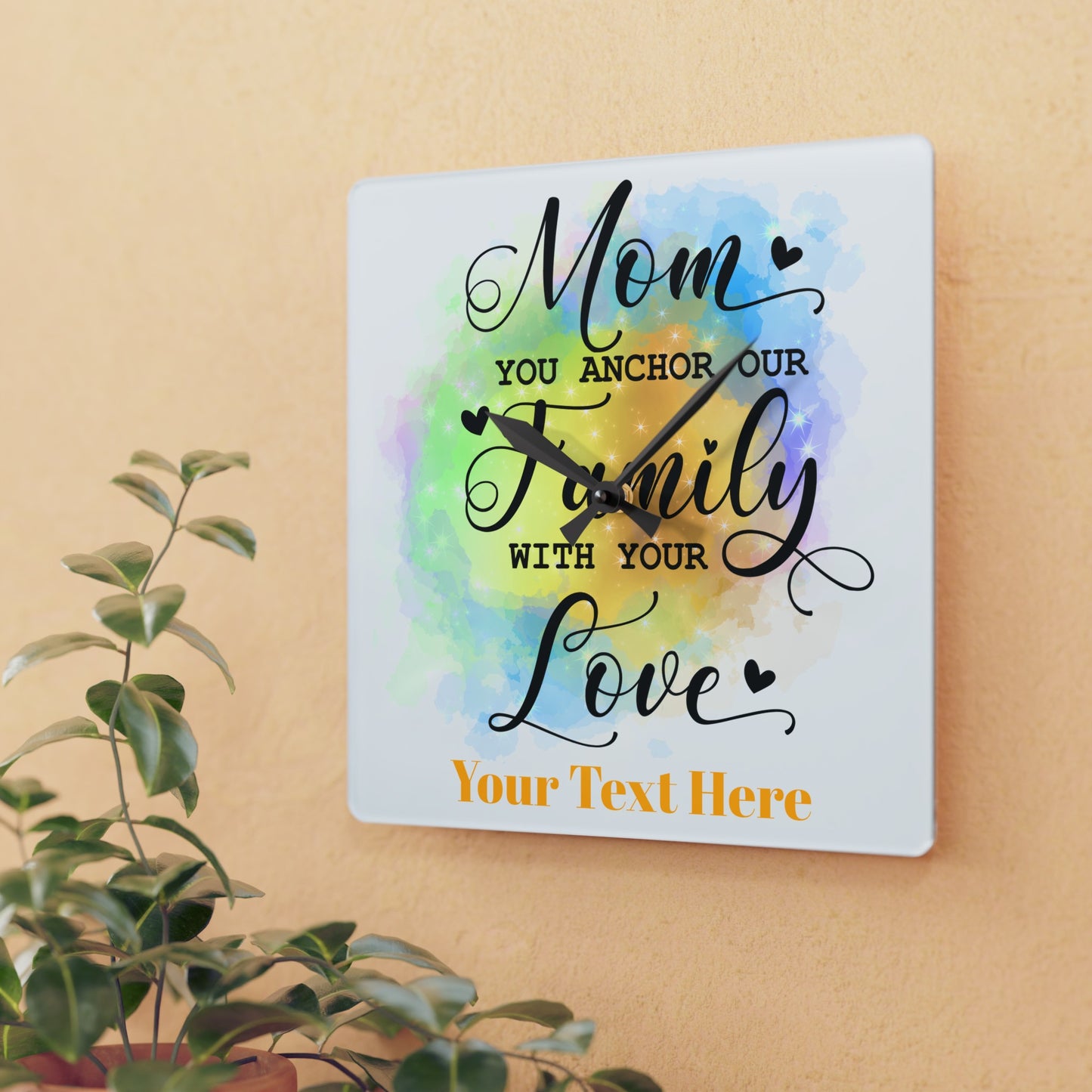 Acrylic Wall Clock- Personalize Gift With Mother's Day Messages