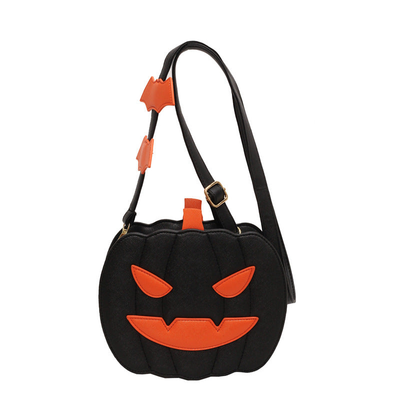 Halloween Bags Funny Pumpkin Cartoon Shoulder Crossbody Bag With Bat Creative Female Bag