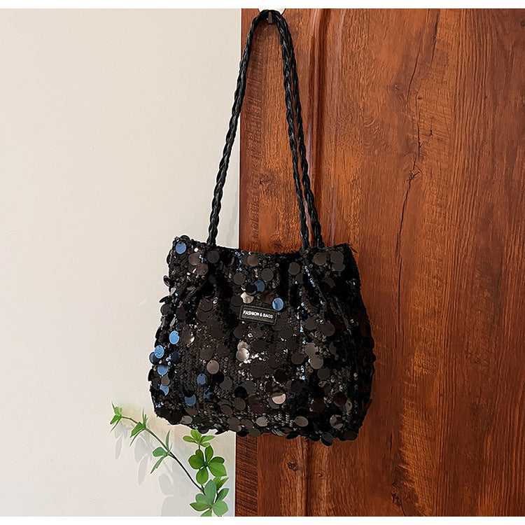 Large Sequin Personalized Woven Bag Shoulder Underarm Bag