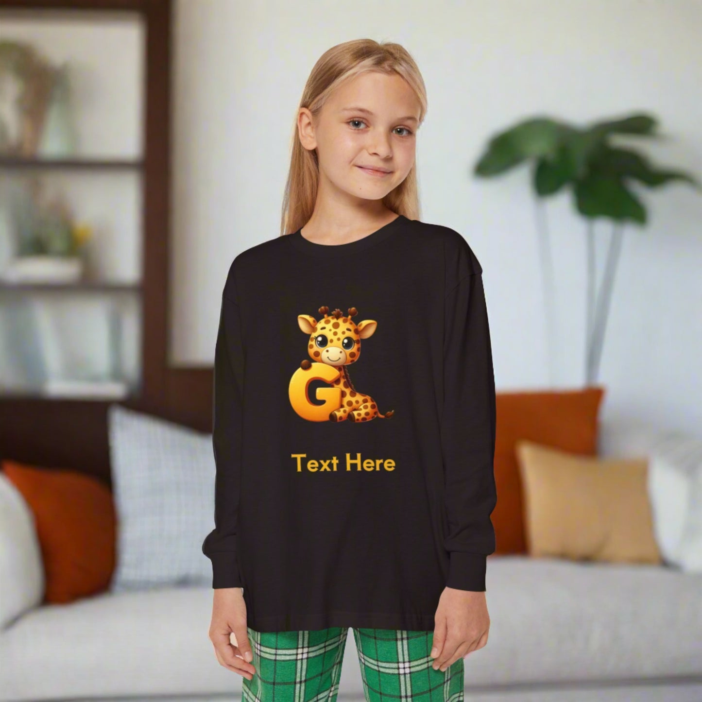 Youth Long Sleeve Holiday Outfit Set - Personalize With Cute Animal Letters